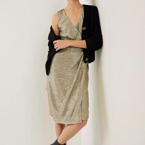 ANTHROPOLOGIE KARI METALLIC SLEEVELESS MIDI DRESS Size 1X NWT